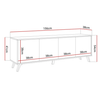 SANAYI RTV Schrank auf Beinen mit Ablagen weiß glänzend