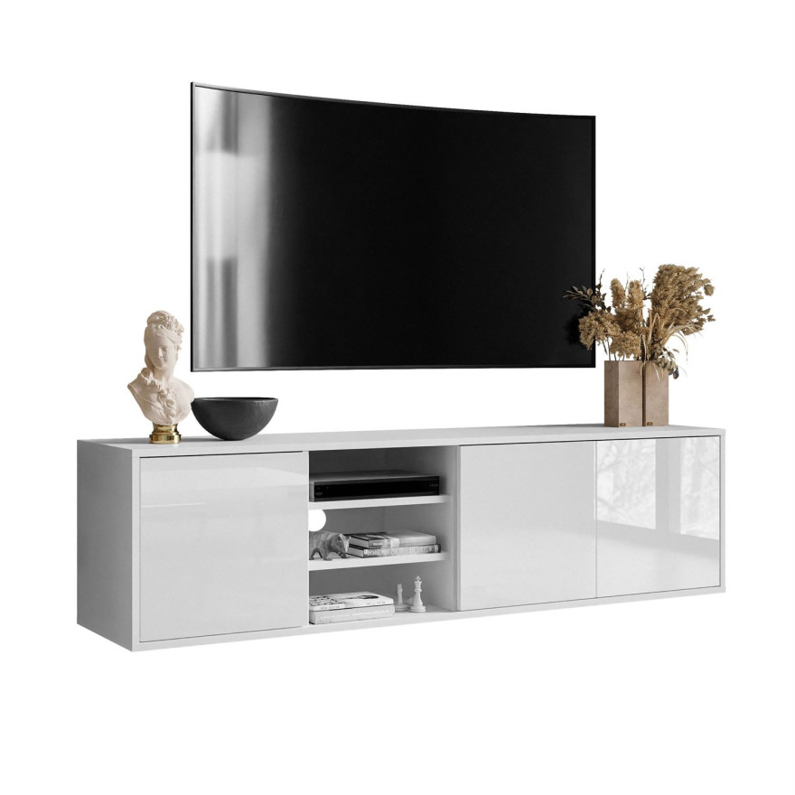 SANAYI RTV Schrank mit Ablagen weiß glänzend