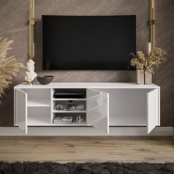 SANAYI RTV Schrank mit Ablagen weiß glänzend