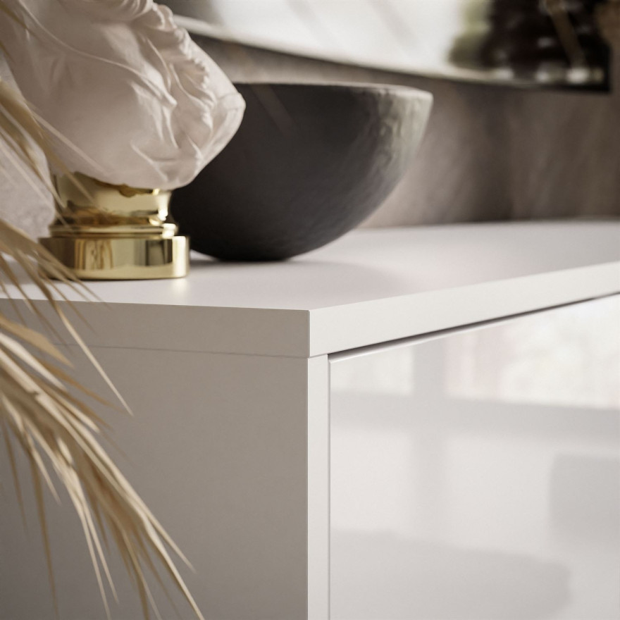 SANAYI RTV Schrank mit Ablagen weiß glänzend