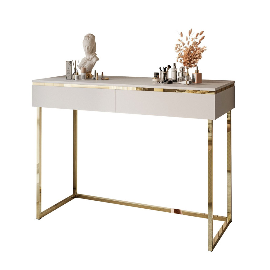 AURORA GOLD Schminktisch auf einem goldenen Gestell