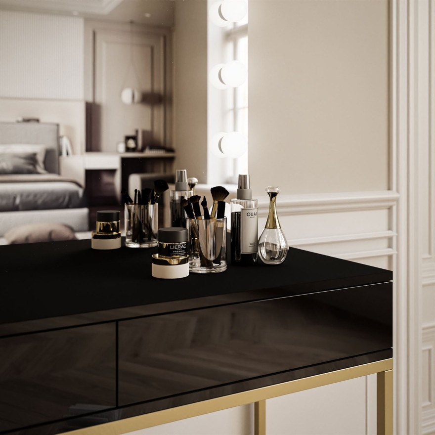 Schminktisch BLANCO GOLD ELITE mit Spiegel und Beleuchtung Schminktisch BLANCO GOLD ELITE mit Spiegel und Beleuchtung