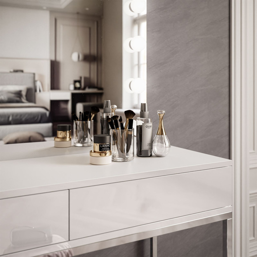 Scminktisch BLANCO GLAMOUR ELITE mit Spiegel und Beleuchtung Scminktisch BLANCO GLAMOUR ELITE mit Spiegel und Beleuchtung