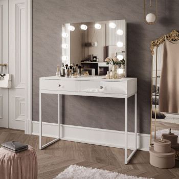 Schminktisch BLANCO LOFT ELITE mit Spiegel und Beleuchtung