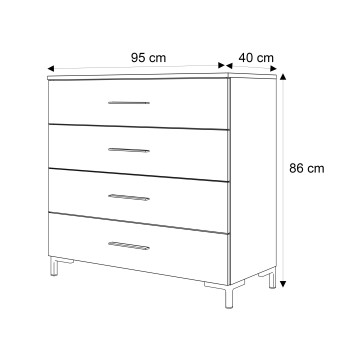 Kommode LINA goldene Griffe und Beine mit LED