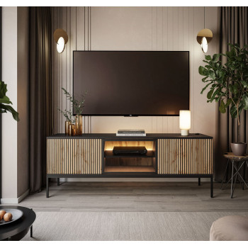 RTV Schrank ECLIPSE 154 mit Beleuchtung Eiche schwarz wotan