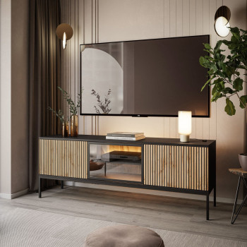 RTV Schrank ECLIPSE 154 mit Beleuchtung Eiche schwarz wotan