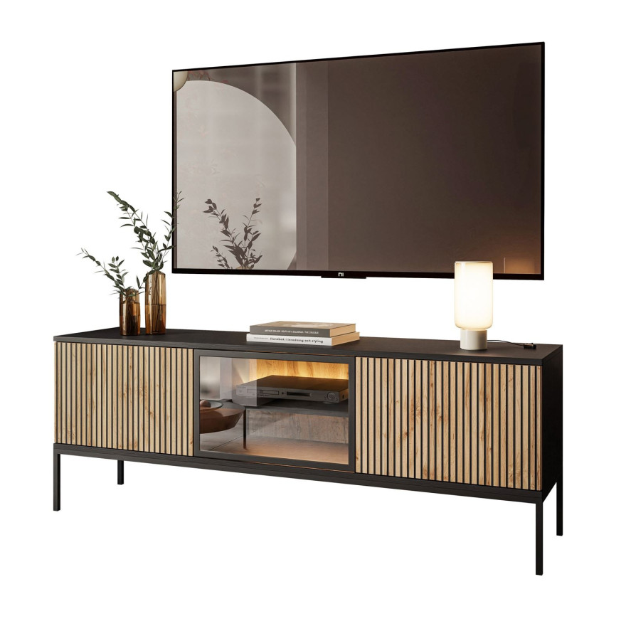 RTV Schrank ECLIPSE 154 mit Beleuchtung Eiche schwarz wotan