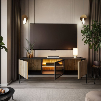 RTV Schrank ECLIPSE 154 mit Beleuchtung Eiche schwarz wotan