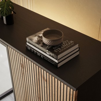 ECLIPSE WTSZ104 Hochschrank mit Beleuchtung Eiche schwarz wotan