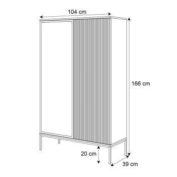 ECLIPSE WTSZ104 Hochschrank mit Beleuchtung Eiche schwarz wotan