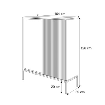 ECLIPSE WT104 niedrige Vitrine mit Beleuchtung Eiche schwarz wotan