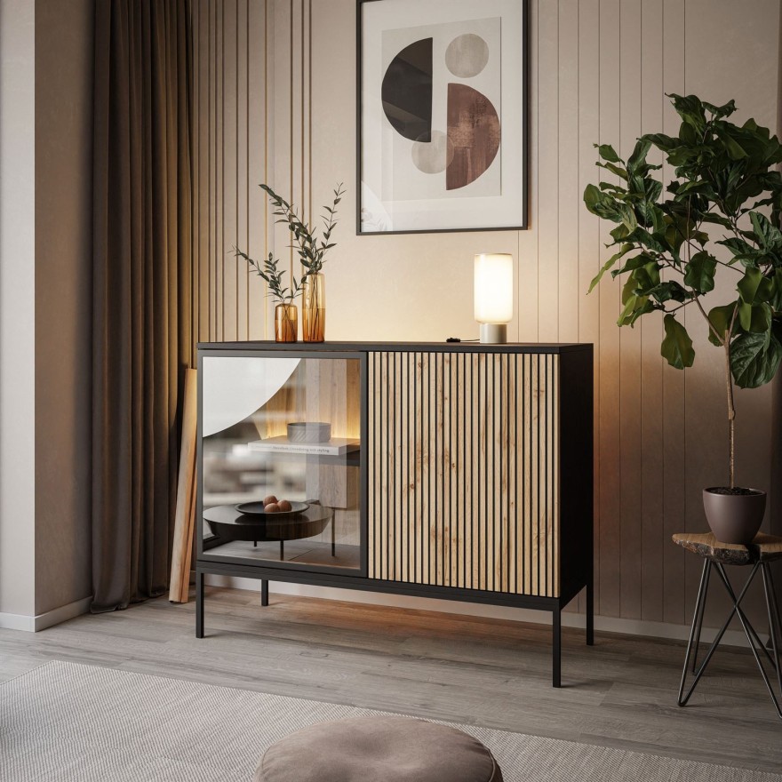 ECLIPSE K104 Kommode mit Beleuchtung Eiche schwarz wotan