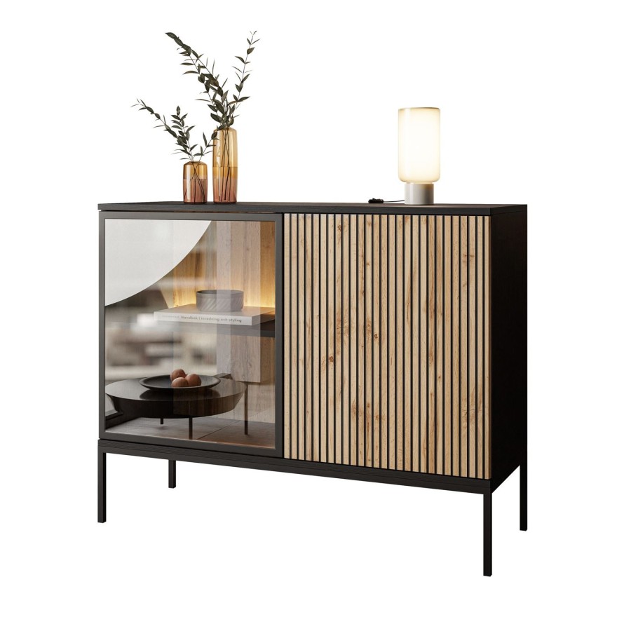 ECLIPSE K104 Kommode mit Beleuchtung Eiche schwarz wotan