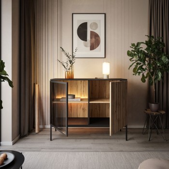 ECLIPSE K104 Kommode mit Beleuchtung Eiche schwarz wotan