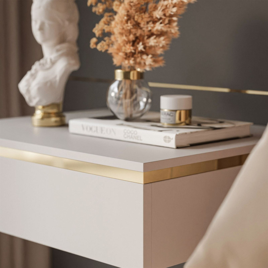 Nachttisch AURORA auf goldenem Gestell Kaschmir