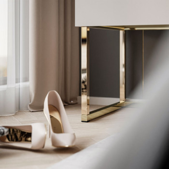 Nachttisch AURORA auf goldenem Gestell Kaschmir