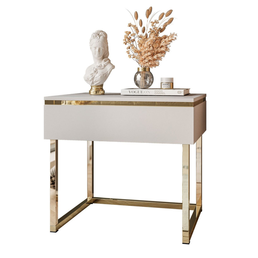 Nachttisch AURORA auf goldenem Gestell Kaschmir