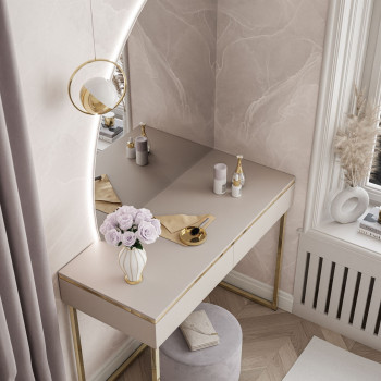 Schminktisch AURORA-Q GOLD auf goldenem Gestell mit Spiegel