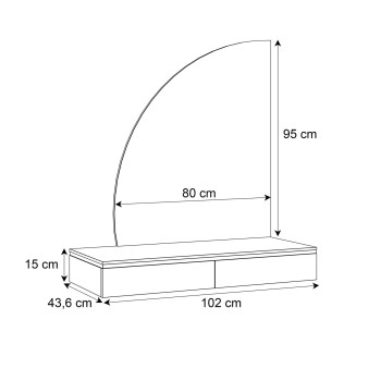 AURORA-Q hängender Schminktisch mit Spiegel