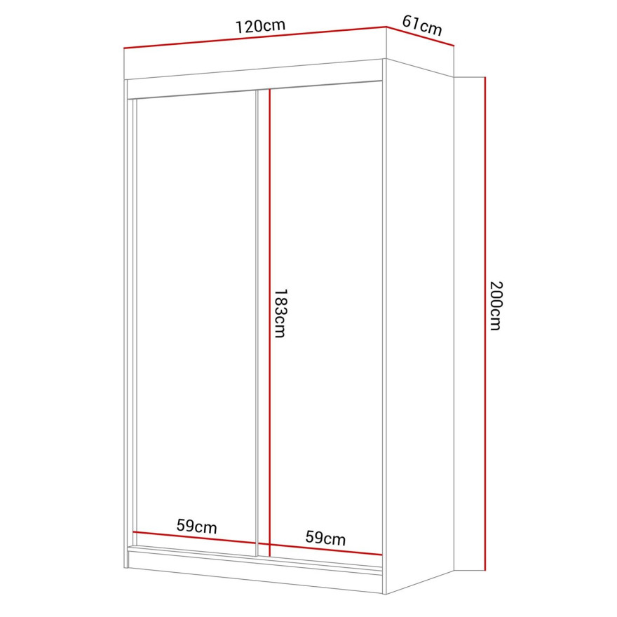 Schiebeschrank COLLIN II mit Spiegel 120 cm
