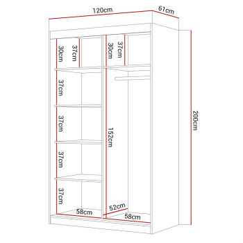 Schiebeschrank COLLIN II PLUS mit Spiegel 120 cm Schiebeschrank COLLIN II PLUS mit Spiegel 120 cm
