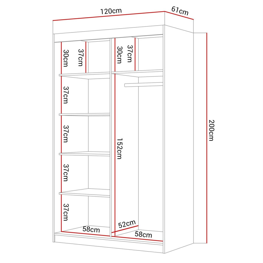 Schiebeschrank COLLIN II PLUS mit Spiegel 120 cm Schiebeschrank COLLIN II PLUS mit Spiegel 120 cm
