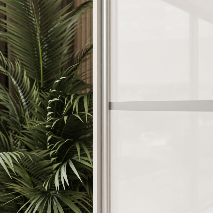 Schiebeschrank BASTER II PLUS GLOSSY mit Spiegel weiß glänzend