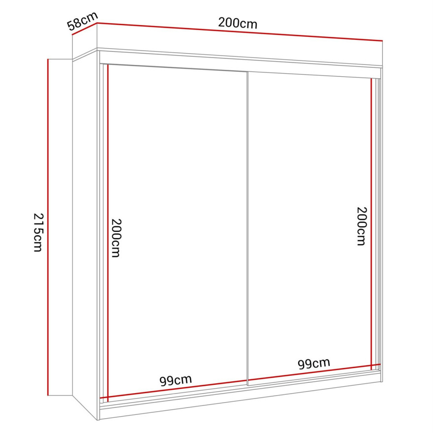Schiebeschrank BASTER II PLUS GLOSSY mit Spiegel weiß glänzend