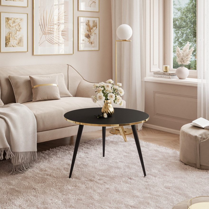 SOLEIL runder Couchtisch schwarz matt