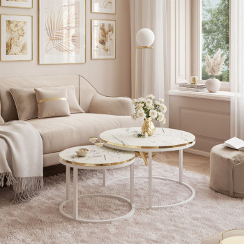 Runder Couchtisch SOLEIL MARMUR 2in1