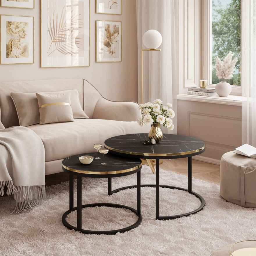 Runder Couchtisch SOLEIL MARMUR 2in1