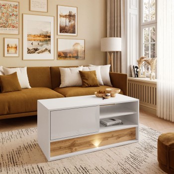 VILLA doppelseitiger Couchtisch mit Wotan Eicheneinlage