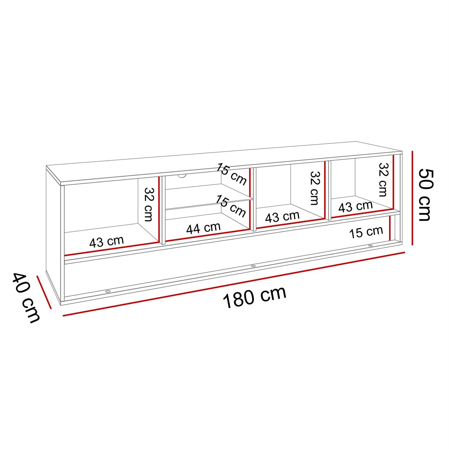 VILLA TV-Schrank 180 cm mit Einsatz aus Wotan Eiche