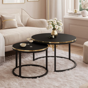 SOLEIL 2in1 runder Couchtisch mattschwarz