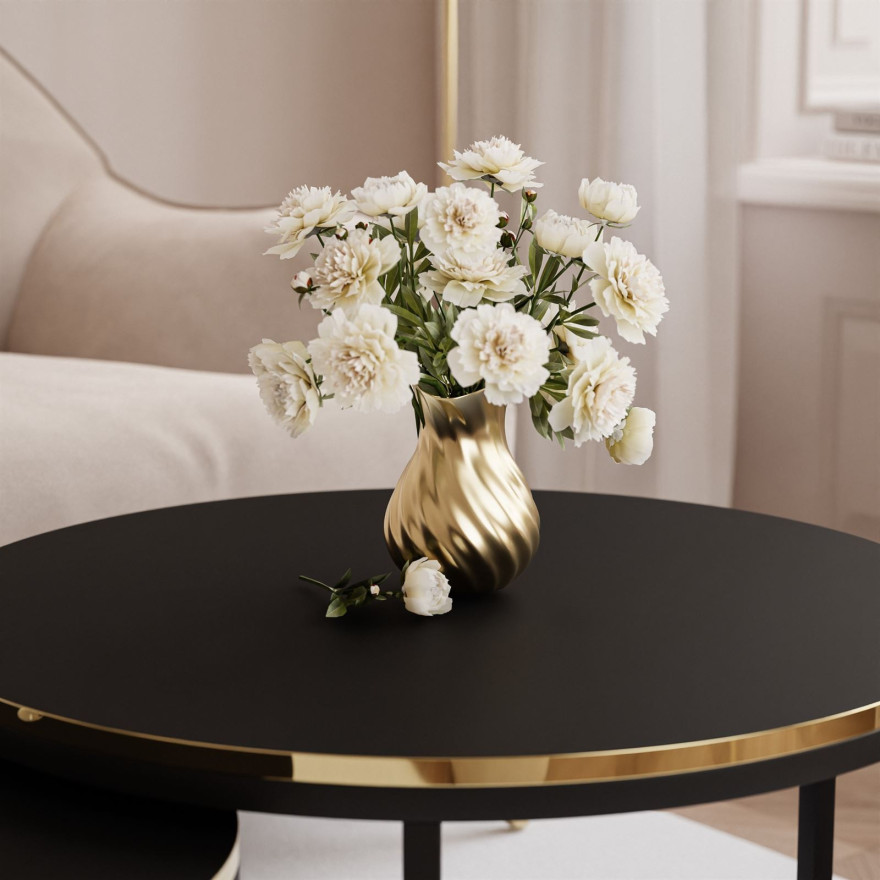 SOLEIL 2in1 runder Couchtisch mattschwarz