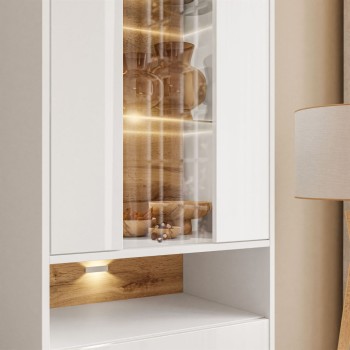 Freistehende Vitrine VILLA II mit Wotan Eicheneinsatz