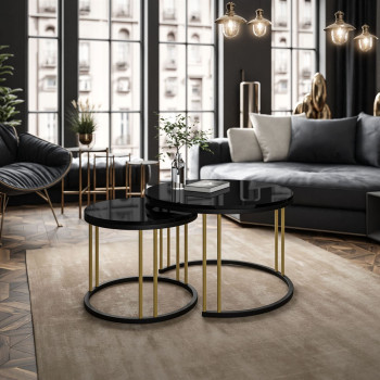 Runder 2in1 Couchtisch LORI MIX II Hochglanz