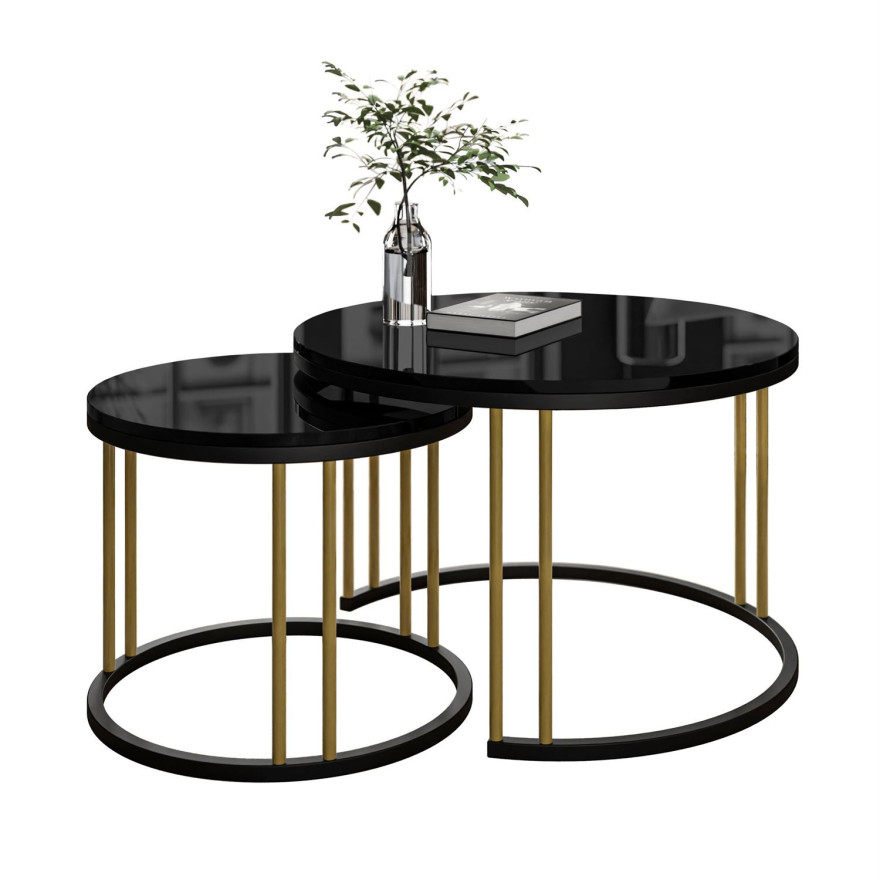 Runder 2in1 Couchtisch LORI MIX II Hochglanz