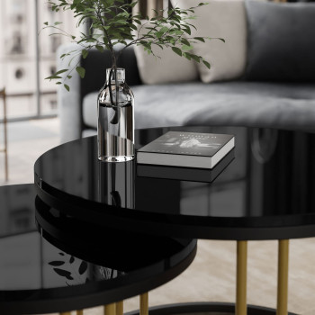 Runder 2in1 Couchtisch LORI MIX II Hochglanz