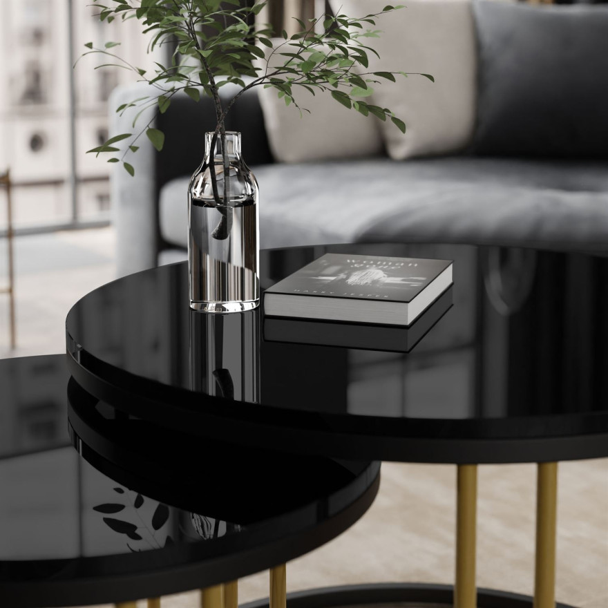 Runder 2in1 Couchtisch LORI MIX II Hochglanz