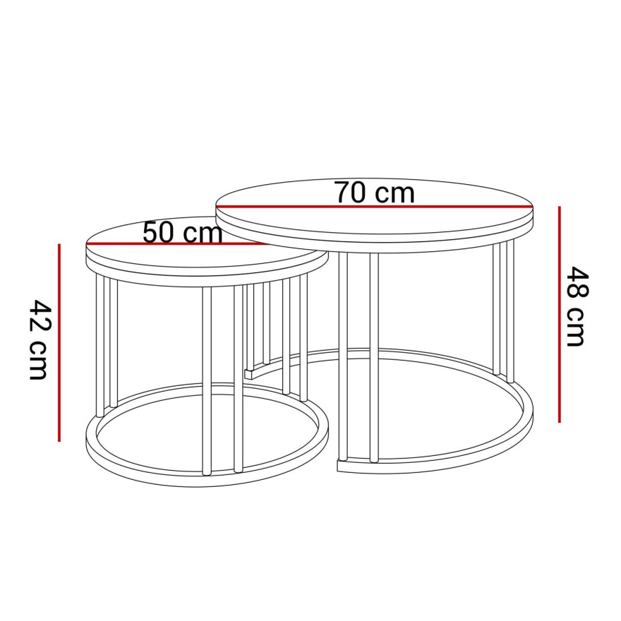Runder 2in1 Couchtisch LORI MIX II Hochglanz