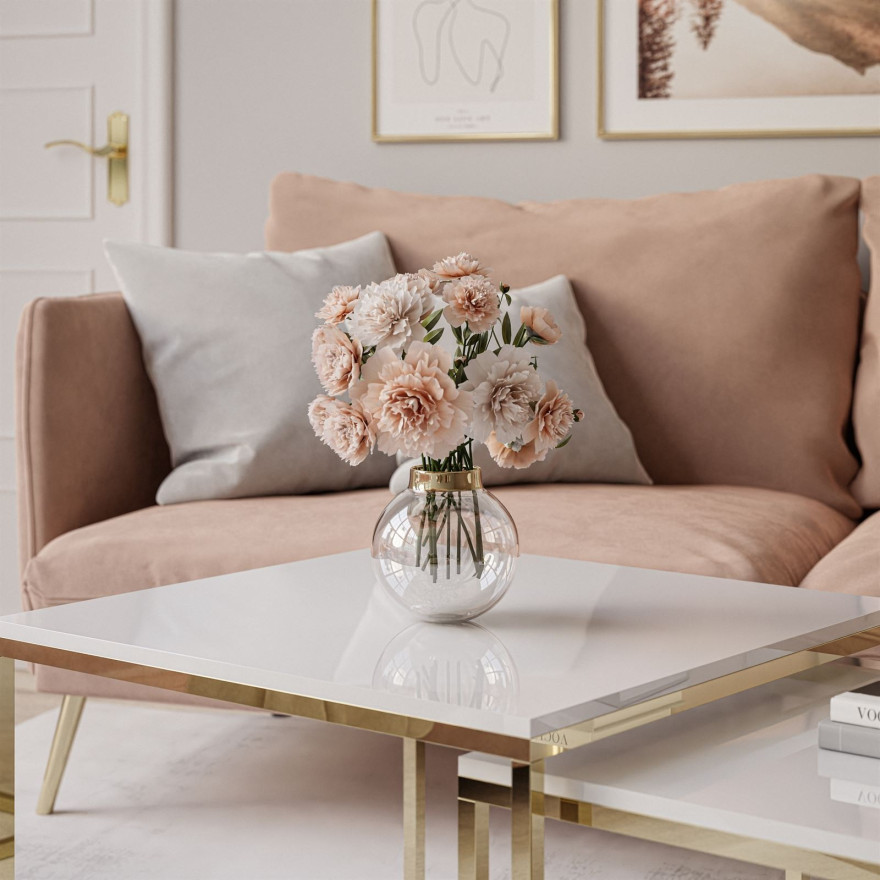 YOSHI 2in1 Couchtisch Hochglanz Gold Chrom