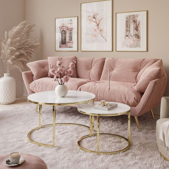 Runder Couchtisch CIRI GLASS 2in1 Gold Chrom