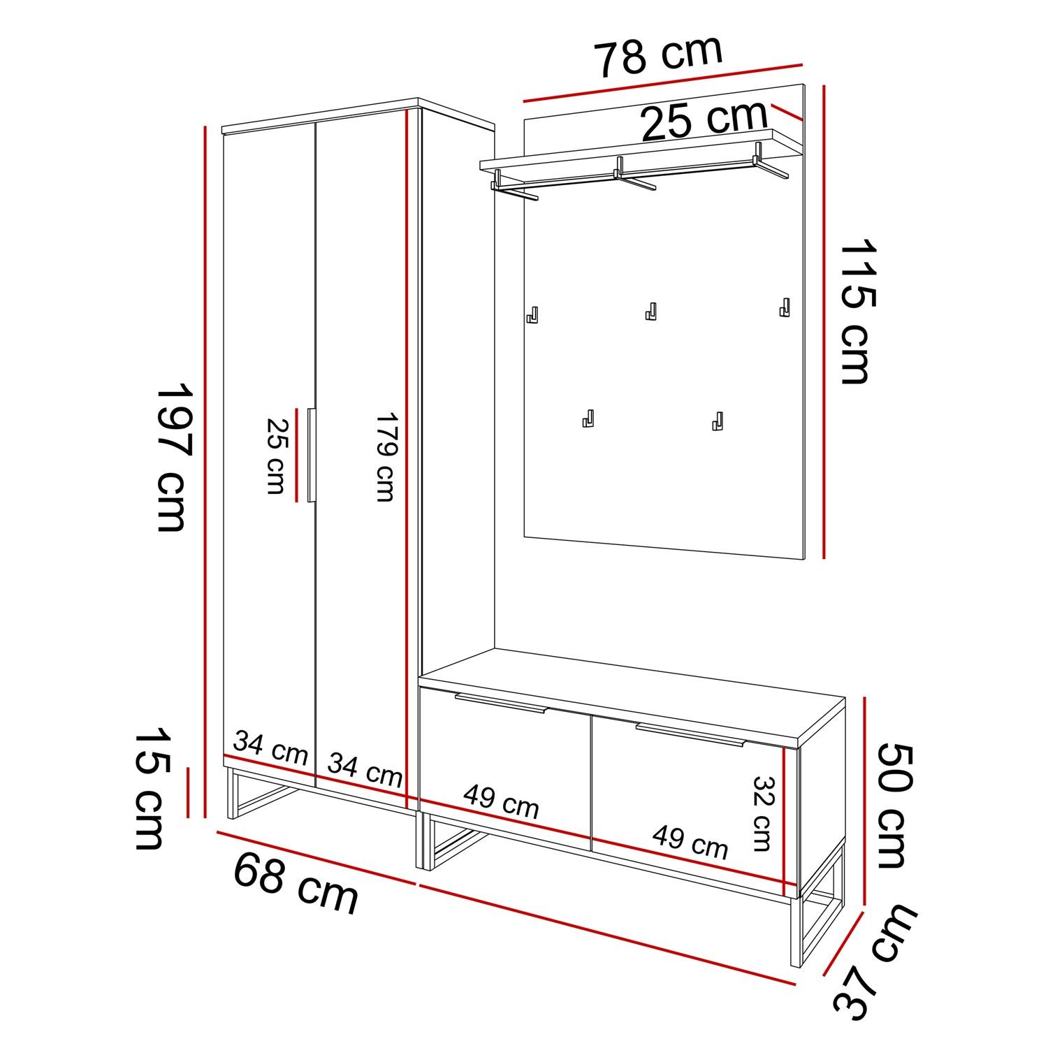 Garderobenschrank TOP Artisan Eiche