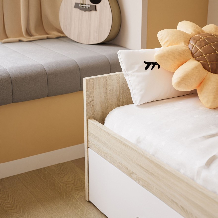 CHAMPION Kinderbett Eiche sonoma weiß