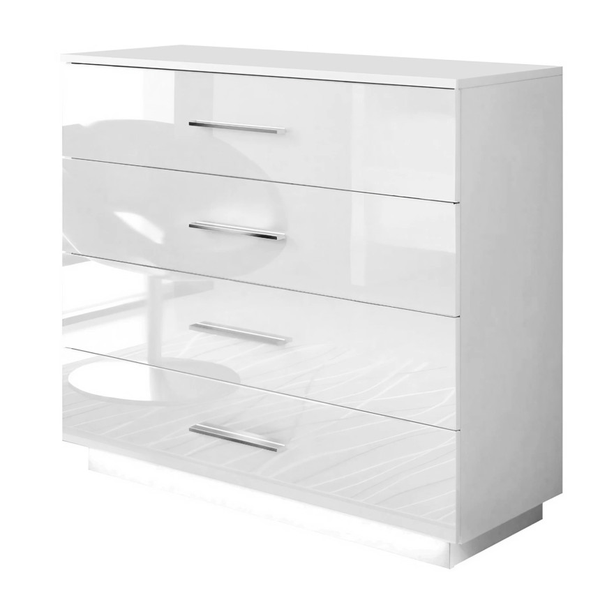 Kommode LINA Chrom Griffen und LED