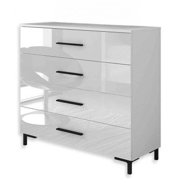 Kommode LINA schwarze Griffe und Beine mit LED