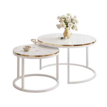 SOLEIL 2in1 runder Couchtisch glänzend