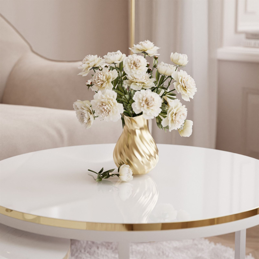 SOLEIL 2in1 runder Couchtisch glänzend